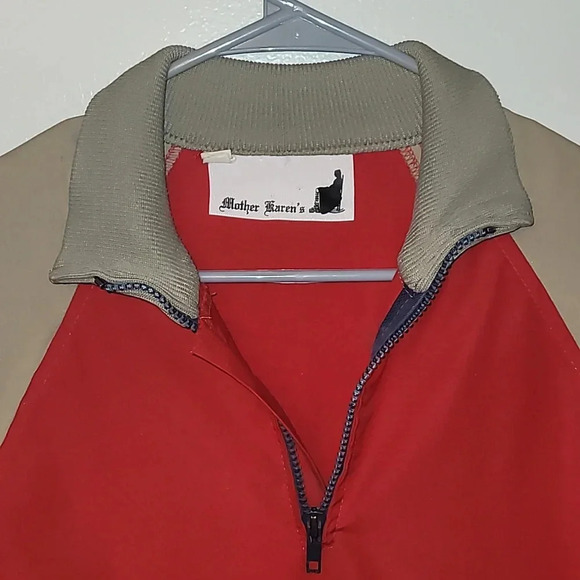 Men's small Mother Karen's pullover windbreaker jacket 80s red and tan LOT F10 - Picture 5 of 10